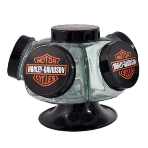 Baleiro Giratorio Médio Vidro Harley Davidson 5 Potes 3031 Art Vidro