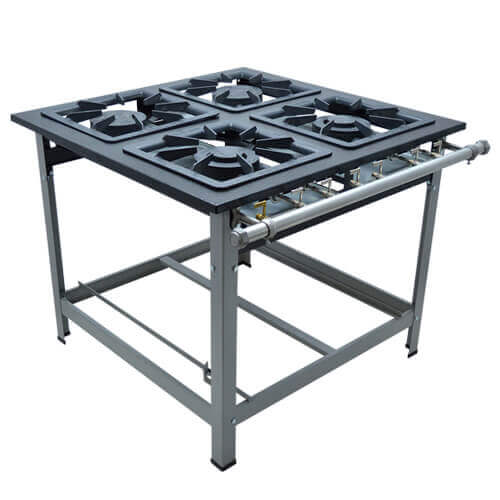 Fogão4 Bocas 40x40 P6.5 2 Simples E 2 Duplos P/ Panela (M14) Metalmaq