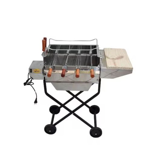 Churrasqueira G16 4 Espetos 127v Alumínio C/Roda E Tábua Metal Grill
