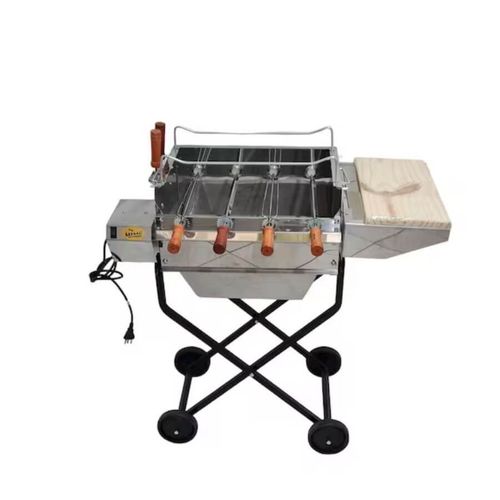 Churrasqueira G06 4 Espetos 127v Inox C/Rodas E Tábua Metal Grill