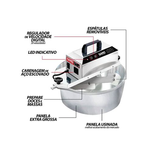 Panela Para Mexer 35cm Alumínio 10 Litros Bivolt Pa10r Saro