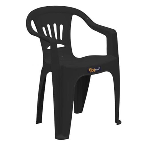 Cadeira Plastico Preta  Tabuba  C/Braço Solplast