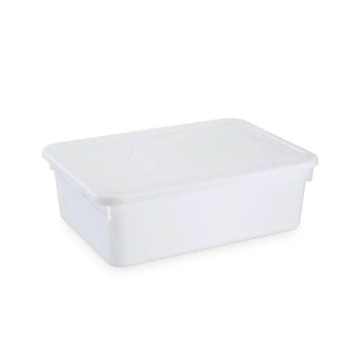 Caixa Plástica 10lt Branca 38x27,6x12,8 C/ Tampa 0316 Pleion