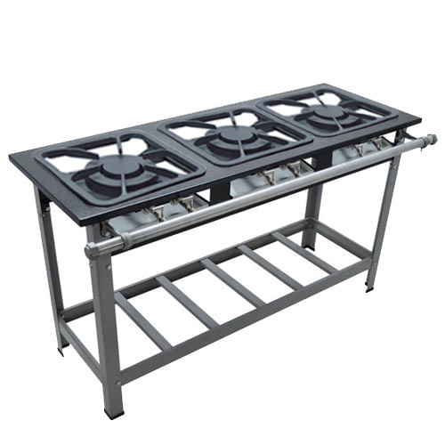 Fogao 3 Bocas 30x30 P5 3 Queimadores Duplos Linha P/Panela (M7) Metalmaq
