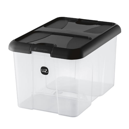 Organizador Plastico 22lt Tampa  Preto  (343- Pr) Uz