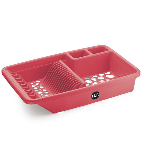 Escorredor De Louca Plastico Gr Coral (335-Cor) 44x29x8cm Uz