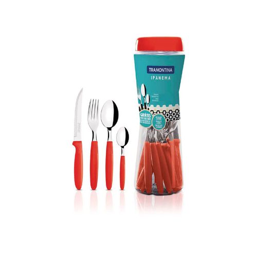 Conj Talheres 36 Pcs  Inox Vermelho Ipanema Tramon