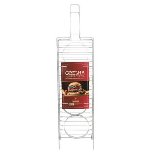 Grelha Hamburgueira  Aco Carbono Cromado 15x41cm Ga113