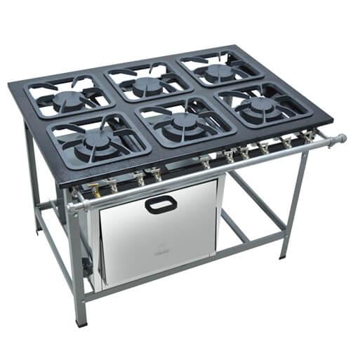 Fogao 6 Bocas 30x30 P5 3 Simples E 3 Duplos C/ Forno (M19) Metalmaq