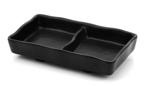 Porta Molho Duplo Melamina Preto Gx5377 Gourmet Mix