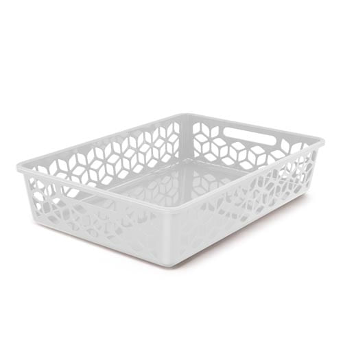 Cesto Plastico  Organizador  Raso Branco  (362- Br) Uz