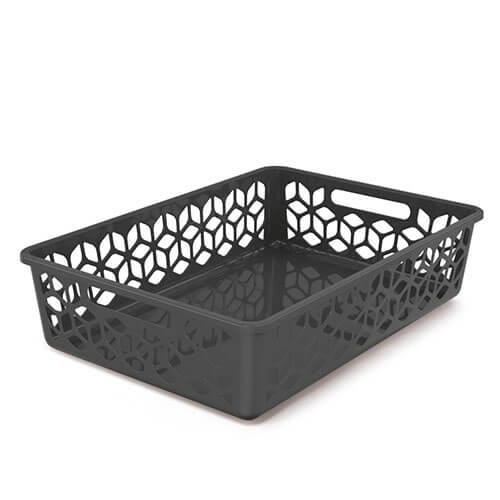 Cesto Plastico  Organizador  Raso Preto  (362- Pr) Uz