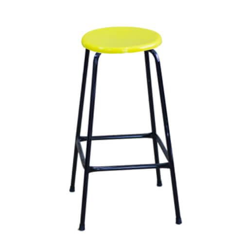 Banqueta Alta Ferro Assento Amarelo Md