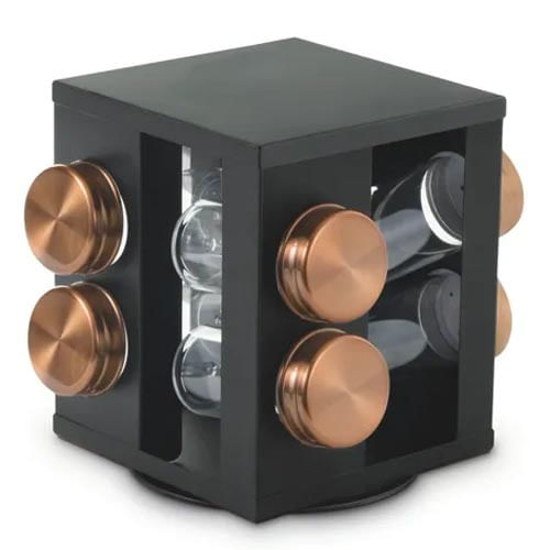 Porta Condimentos Giratorio Pr/Bronze  8 Pc 19x19x17cm 6709 Mimo