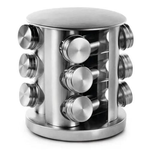Porta Condimentos Giratorio Inox  12 Pc 19x19x21,5cm 6710 Mimo