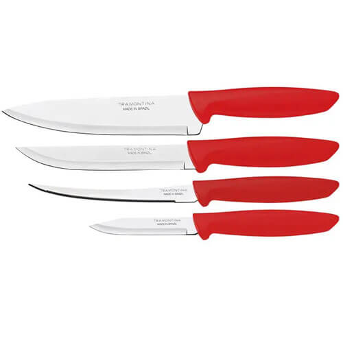 Jogo De Facas 4 Pcs Plenus Vermelho 23498/729 Tramontina