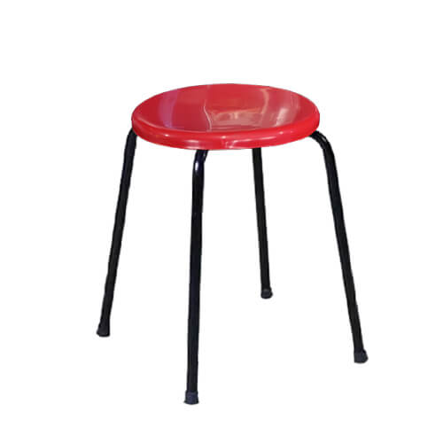 Banqueta  Baixa  Ferro Assento Vermelho Md