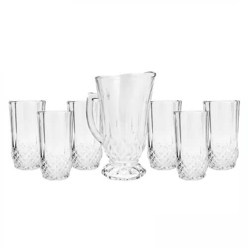 Conj.Jarra E Copos Vidro (1 Jarra E 6 Copos)1.25l/270ml Roberta