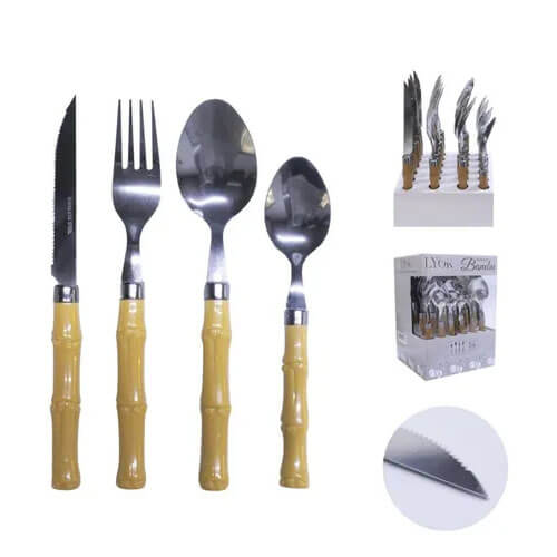 Faqueiro 24pçs Cabo Plastico De Bambu Basic 1176 Lyor