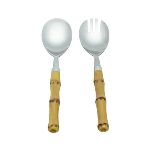 Conj. P/ Salada 2pçs Inox C/ Cabo Plastico Bambu 1334 23cm  Lyor