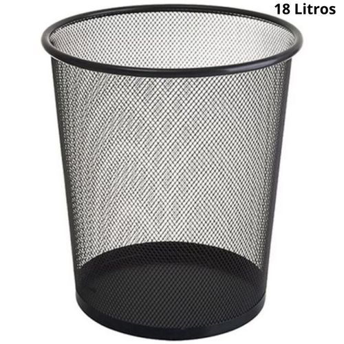 Lixeira Redonda Telada Metal Preta 18 Litros Li511 Sutt