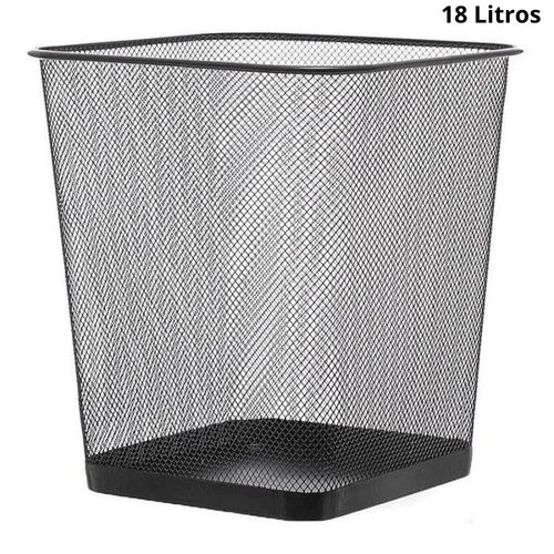 Lixeira Quadrada Telada Metal Preta 18 Litros Li520 Sutt