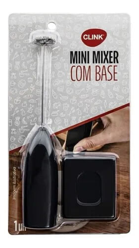 Mini Mixer Bebidas Plastico C/Base Preto 20,5x5,8x6.7cm Clink
