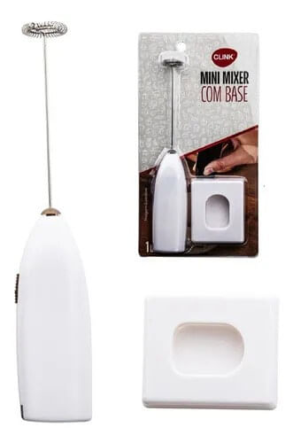 Mini Mixer Bebidas Plastico C/Base Branco 20,5x5,8x6.7cm Clink