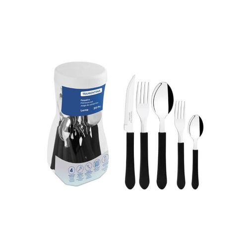 Faqueiro 20 Peças Leme Preto-Sortidos Com Lamina Inox E Cabos De Polipropileno-23198018