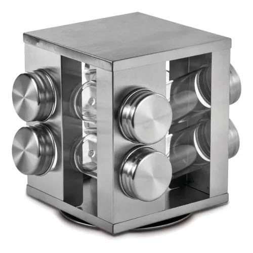 Porta Condimentos Giratorio Inox 8 Pc  19x19x17cm 6708 Mimo