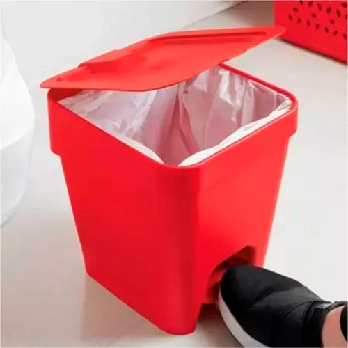 Lixeira Plastico Pedal 8lt Slim Vermelha  (549-Vm ) Uz