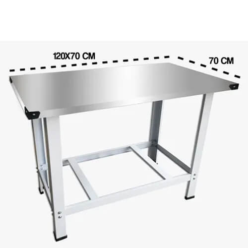 Mesa Panificadora 1.20x70cm Tampo Inox 5120  Desmontavel Cristal Aco