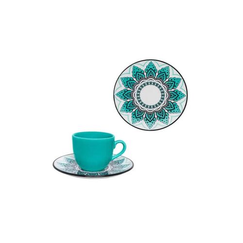 Conjunto Xicara Cha C/ Pires 12 Pçs Serene  Porcelana Oxford