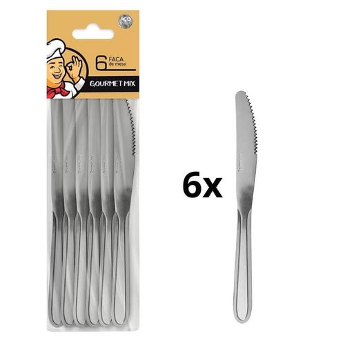 Faca De Mesa Inox C/6 Peças Gx2032 Gourmet Mix