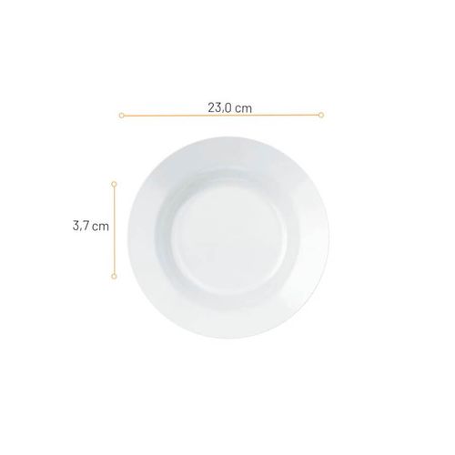 Prato Fundo Vidro Temp. Branco 23cm Opaline Nadir