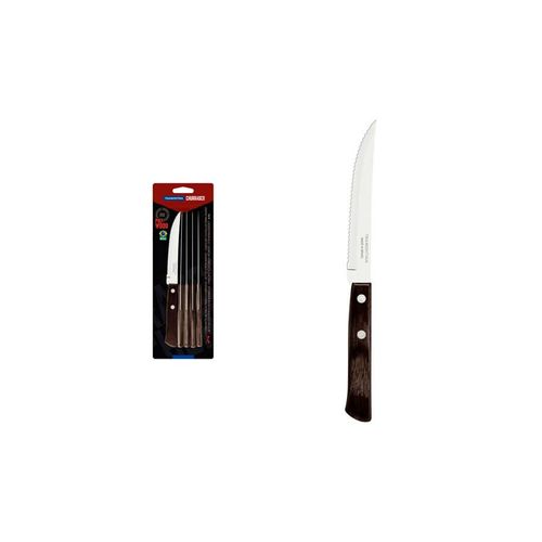 Conjunto De Facas Para Churrasco 6 Peças Poliwood Castanho-Lamina De Aço Inox E Cabos De Madeira Tramontina