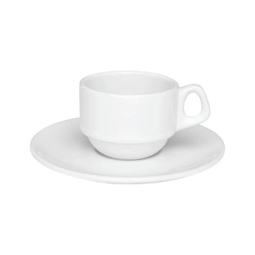 Xicara Café C/ Pires  75ml Empilhavel  Porcelana Oxford