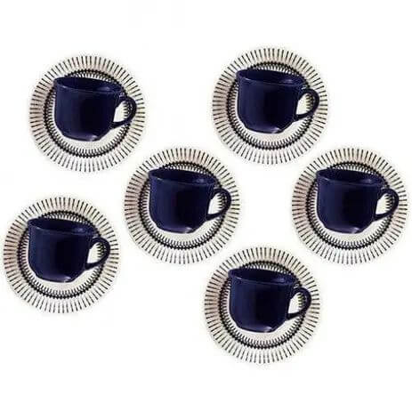 Conjunto Xicara Cha C/ Pires 12 Pçs Colb Biona Ceramica Oxford
