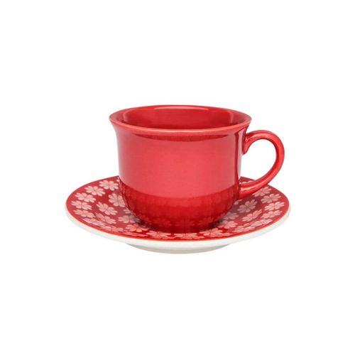 Conjunto Xicara Cha C/ Pires 12 Pçs Renda Ceramica Oxford