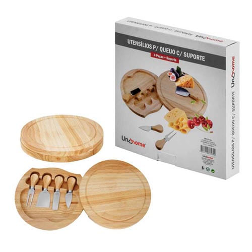 Kit Utensilios P/ Queijo 4 Peças + Suporte Ud171101 Unygift