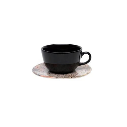 Conjunto Xicara Cha C/ Pires 12 Pçs Terrazzo Ceramica Oxford