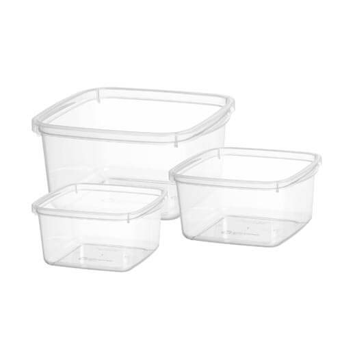 Kit Pote Plástico Quadrado 3 Peças 380/770/1400ml (415) Volare