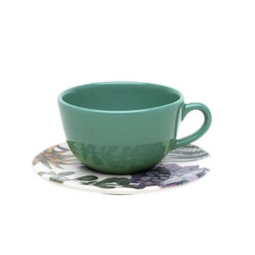 Conjunto Xicara Cha C/ Pires 12 Pçs Bothanica  Porcelana Oxford