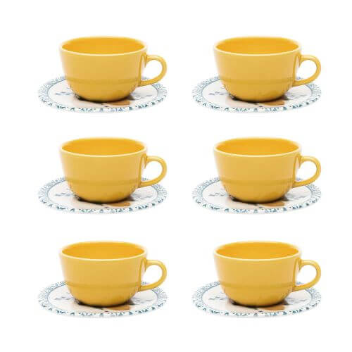 Conjunto Xicara Cha C/ Pires 12 Pç Siciliano Ceramica Oxford