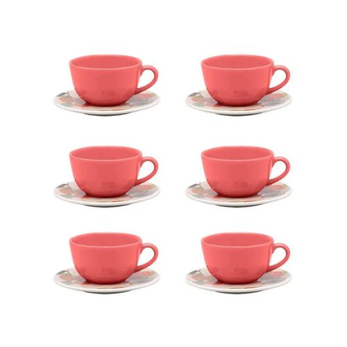 Conjunto Xicara Cha C/ Pires 12 Pçs Piquinique  Porcelana Oxford