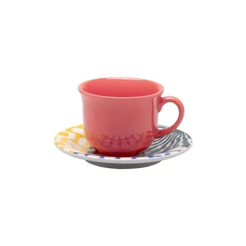Conjunto Xicara Cha C/ Pires 12 Pçs Salada Tropical Porcelana Oxford