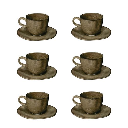 Conjunto Xicara Cha C/ Pires 12 Pçs Nomade Porcelana Oxford