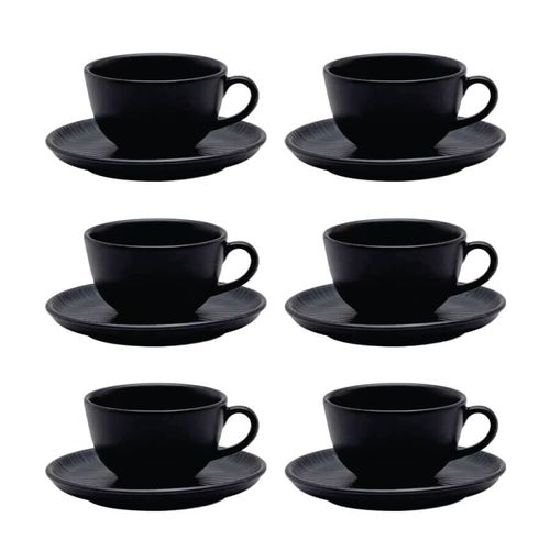 Conjunto Xicara Cha C/ Pires 12 Pçs Onix Porcelana Oxford