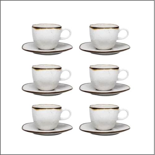Conjunto Xicara Cha C/ Pires 12 Pçs Maresia   Porcelana Oxford