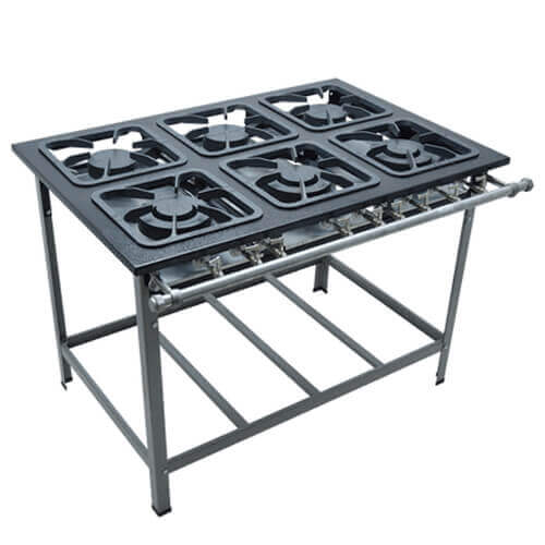 Fogao 6 Bocas 40x40 P6.5 3 Simples E 3 Duplos P/ Panela (M15) Metalmaq
